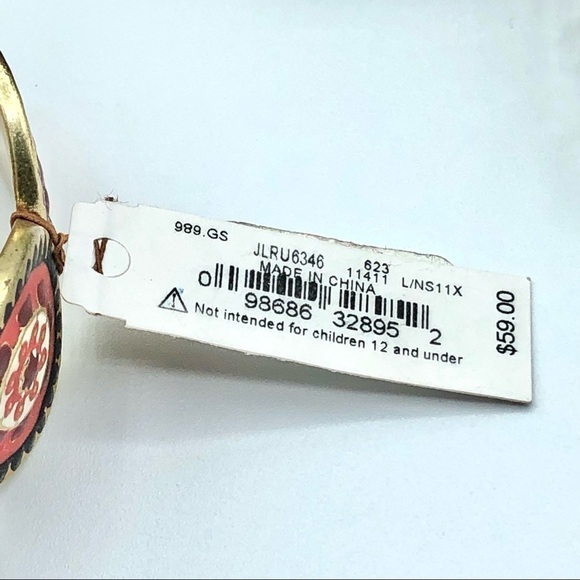 Lucky Brand Suzani Style Matte Enamel Mandala Scalloped Bangle Bracelet - Picture 9 of 11